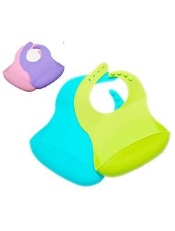 2 Pack Silicone Baby Bib, BPA Free, Easy Clean up