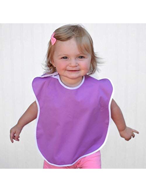 Large Toddler Bib. Waterproof with Snaps. Wide Coverage Helps Keep Stains Off Your Childs Clothing. Plain Color Baby Gift Set Pack of Boy and Girl Bibs.