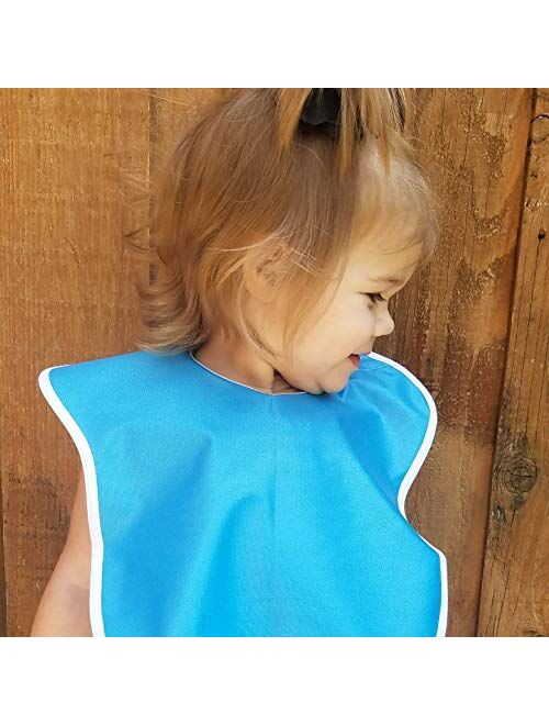 Large Toddler Bib. Waterproof with Snaps. Wide Coverage Helps Keep Stains Off Your Childs Clothing. Plain Color Baby Gift Set Pack of Boy and Girl Bibs.