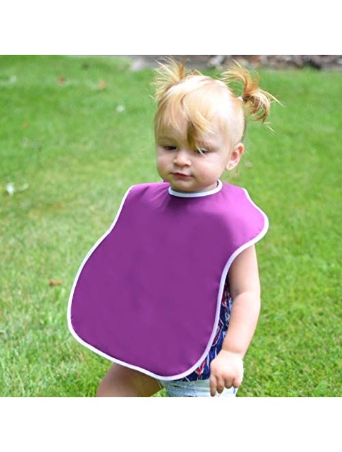 Large Toddler Bib. Waterproof with Snaps. Wide Coverage Helps Keep Stains Off Your Childs Clothing. Plain Color Baby Gift Set Pack of Boy and Girl Bibs.