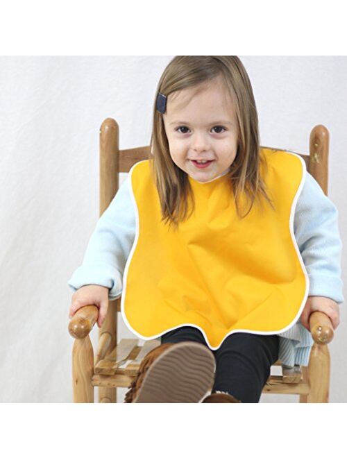 Large Toddler Bib. Waterproof with Snaps. Wide Coverage Helps Keep Stains Off Your Childs Clothing. Plain Color Baby Gift Set Pack of Boy and Girl Bibs.