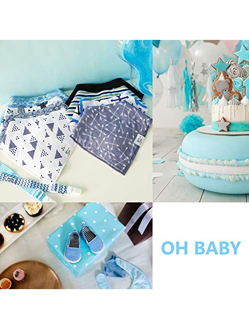 Baby Bibs Bandana Drool for Newborn Girls Boy - 8 Pack Teething Baby Bibs + 2 Pacifier Clips + 1 Multifunctional Case, Best Baby Shower/Registry Gifts Set for Boys Girls 