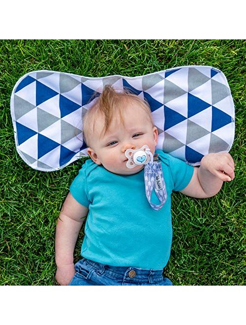 Baby Burp Cloths Pack of 5 by Dodo Babies + 2 Pacifier Clips + Pacifier Case Premium Quality Unisex Boy or Girls Soft and Absorbent, Excellent Baby Shower/Registry Gift