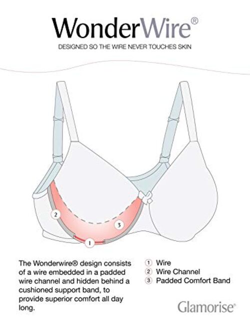 Glamorise Women's Plus Size Full Figure Wonderwire Front Close Bra #1245