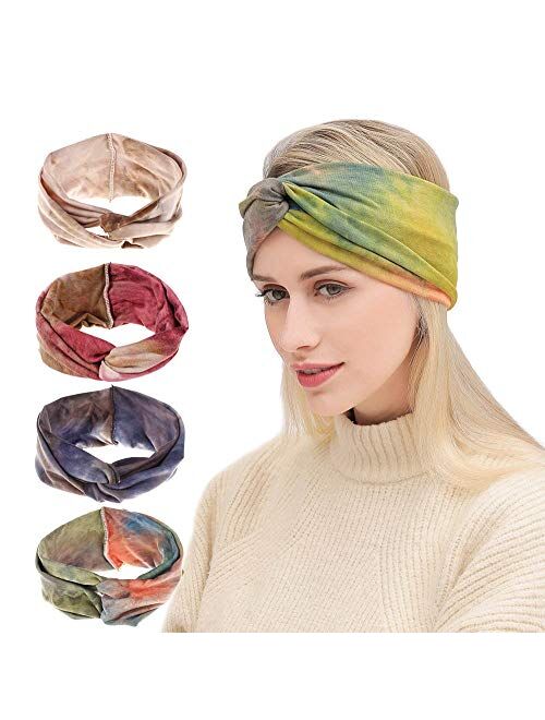 Boho Headbands for Women Knot Headbands Turban Headwraps Criss Cross Head Wrap Hair Band Yoga Running Twisted Hairband Hair Accessories for Women Girls