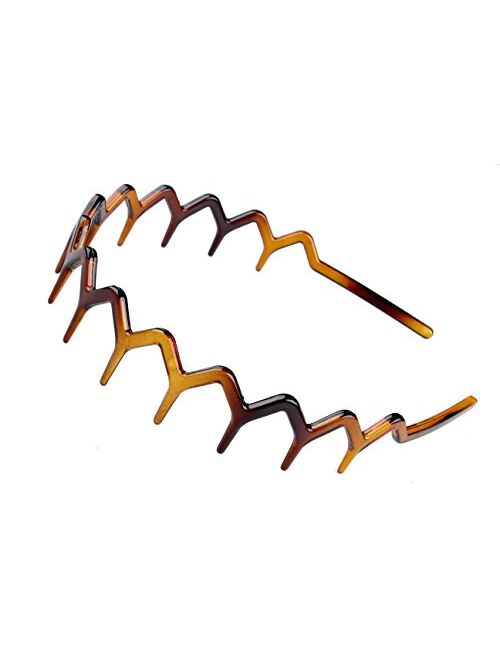 Set of 2 Zig Zag Black Plastic Sharks Tooth Hair Comb Headband