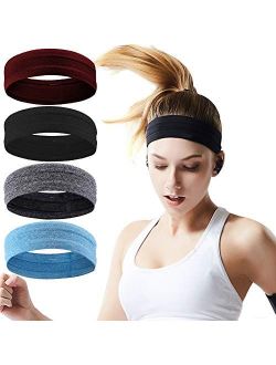 Calbeing Non Slip Headbands for Women Men, Grip Silicone Yoga Sweatband, Stretchy Soft Running Wicking Head Sweat Set, Lightweight Elastic Exercise Band, Workout Sports I