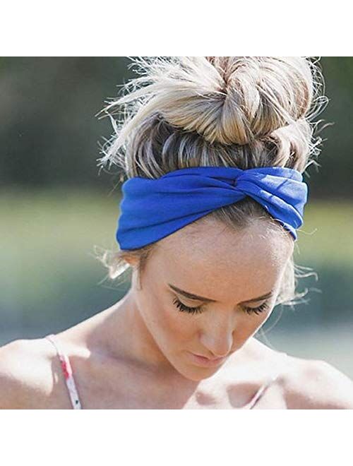 RIOSO Turban Headbands for Women Twisted Boho Headwrap Yoga Workout Sport Thick Head Bands(4 pack)