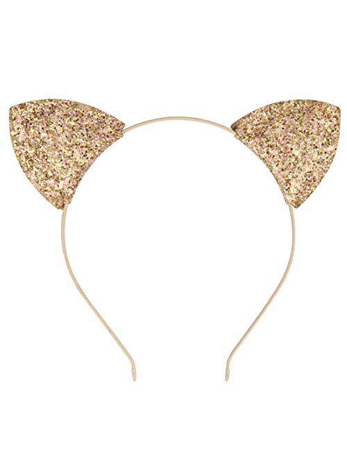 Lee Design Ears Headband Glitter Cat Ears Cat Ears Cute Cat Ears Glitter Hair Bands Cat Ears Headband for Daily Wearing and Party Decorations,One Size,Pack of 5