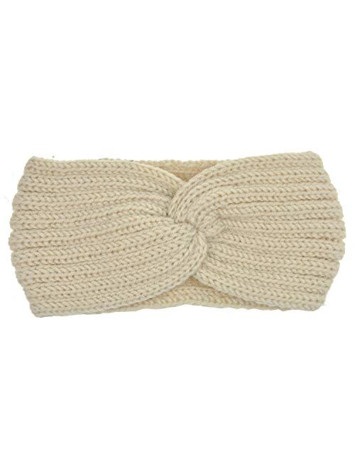 DRESHOW Crochet Turban Headband for Women Warm Bulky Crocheted Headwrap