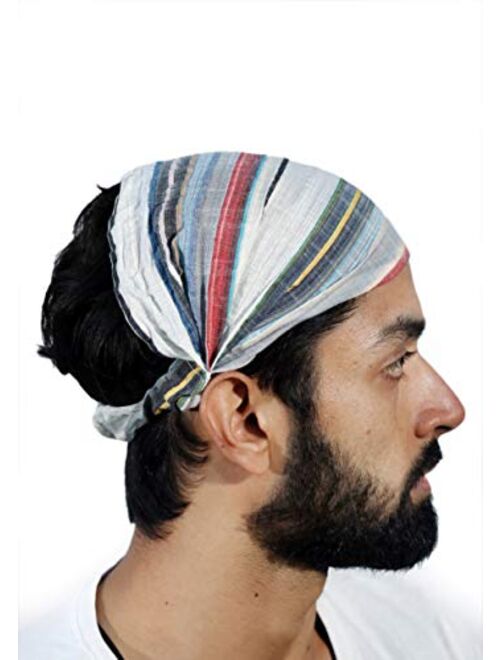 Sarjana Handicrafts Lot 10 Pieces Womens Mens Cotton Headband Striped Hairband Bandana