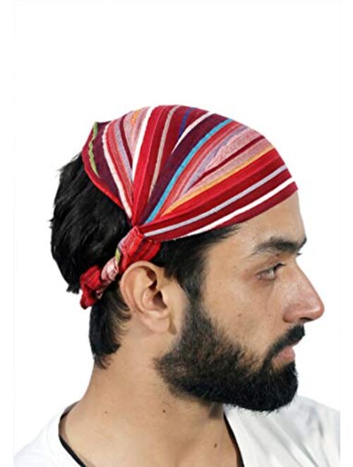 Sarjana Handicrafts Lot 10 Pieces Womens Mens Cotton Headband Striped Hairband Bandana