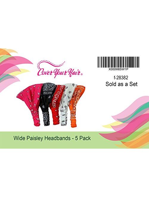 Bandana Headband-Paisley Bandana Headband Wrap- 5 PC Wide Headbands-Christmas Gifts by CoverYourHair