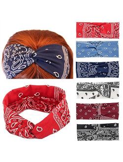 Yeshan Women and Girls Adjusted Bow Headbands/Bandana/Turban/Headwrap Knot Hairband,pack of 6