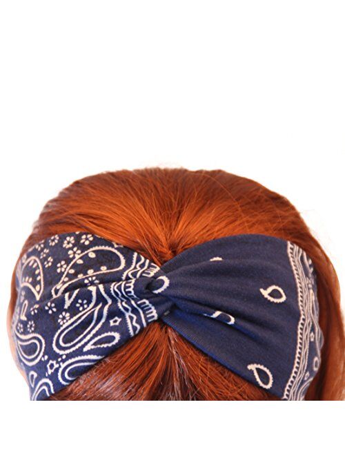 Yeshan Women and Girls Adjusted Bow Headbands/Bandana/Turban/Headwrap Knot Hairband,pack of 6