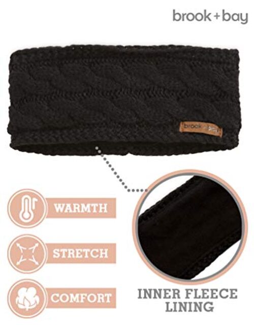 Womens Winter Ear Warmer Headband - Cable Knit Fleece Lined Ear Cover & Headwrap - Soft, Stretchy & Thick Head Wrap
