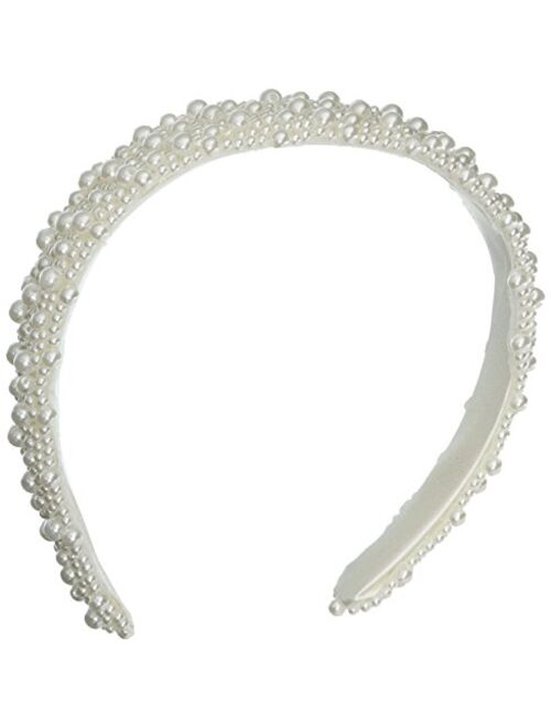 Darice V35231-01 Pearl Beaded Bridal Headband, White, 1-Inch