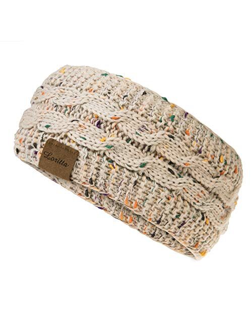 Loritta 2 Pack Womens Ear Warmers Headbands Winter Warm Fuzzy Cable Knit Head Wrap Gifts