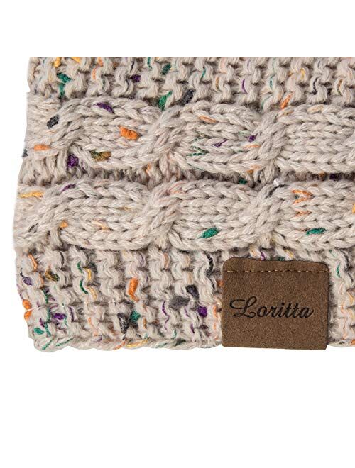 Loritta 2 Pack Womens Ear Warmers Headbands Winter Warm Fuzzy Cable Knit Head Wrap Gifts