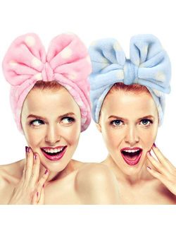 2 Pack Hairizone Makeup Headbands for Washing Face Shower Spa Mask, Soft and Cute Big Bow Hair Bands for Women and Girls