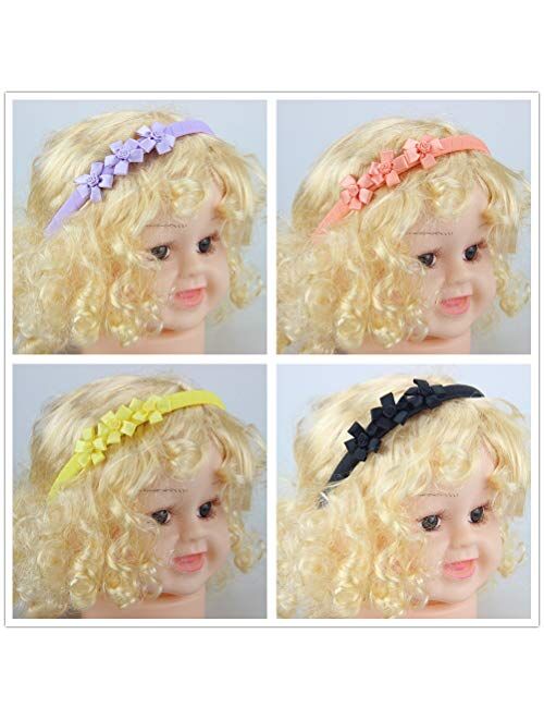 7Rainbows Boutique Grosgrain Ribbon Floral Headbands for Girls Toddlers Teens