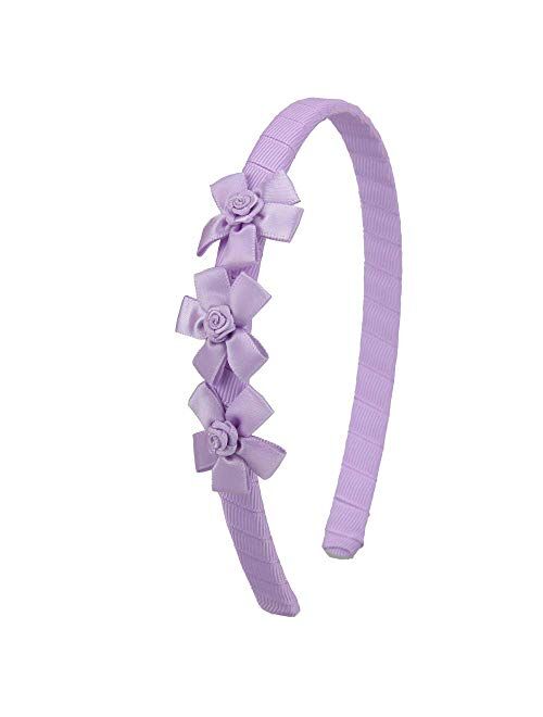 7Rainbows Boutique Grosgrain Ribbon Floral Headbands for Girls Toddlers Teens