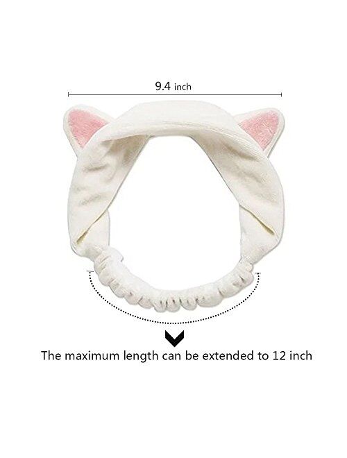 Cat Ears Headbands, Teenitor Elastic Women's Lovely Etti Hair Band, Wash Face Spa Headband-Washable Facial Band Makeup Wrap Headbands Christmas Gift Fits All Head Sizes, 