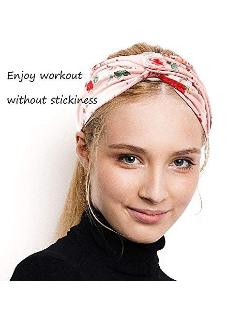 Adramata 9 Pcs Boho Headbands for Women Wide Bohemian Knotted Yoga Headband Head Wrap Hair Band 9