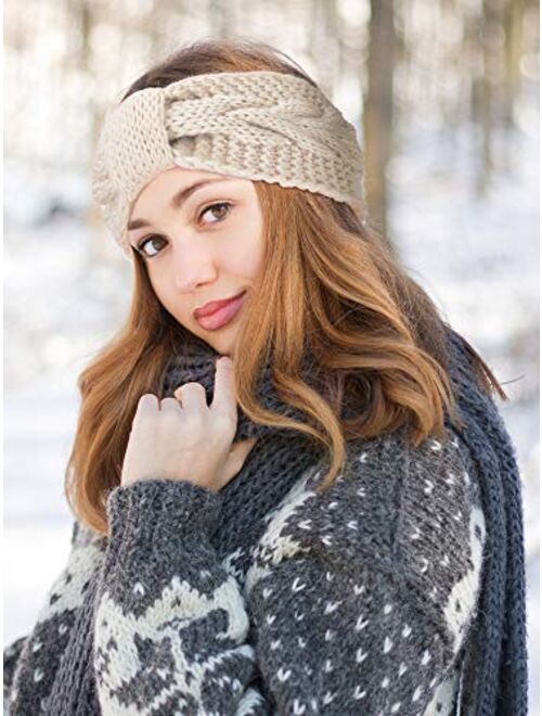 4 Pieces Cable Knit Headband Crochet Headbands Plain Braided Head Wrap Winter Ear Warmer for Women Girls