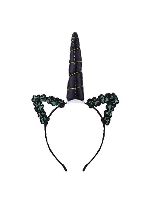 Daisyu Shiny Unicorn Horn Ears Flower Headband Cosplay Costume Easter Headpiece