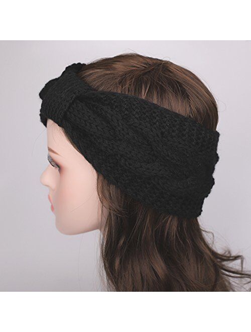 Flammi Women's Cable Knitted Turban Headband Soft Ear Warmer Head Wrap