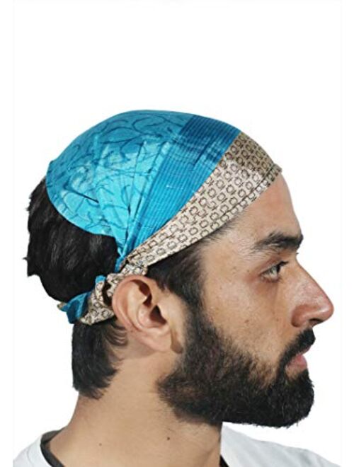 Sarjana Handicrafts Lot 10 Pieces Womens Mens Silk Headband Printed Hairband Bandana