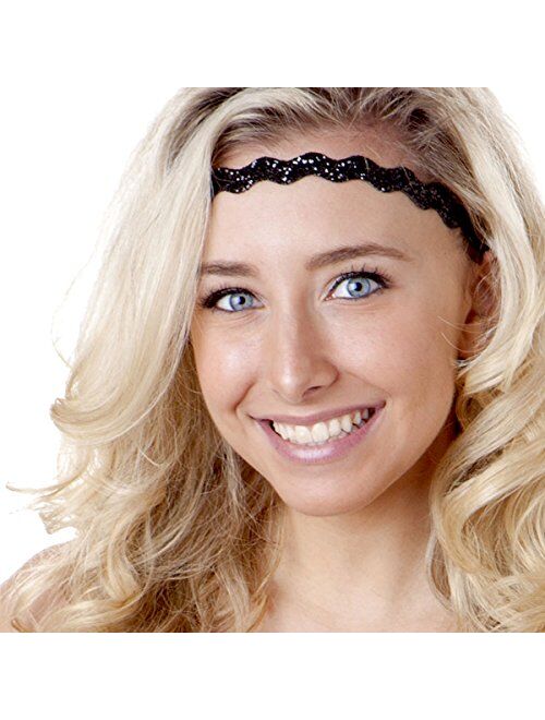 Hipsy Women's Adjustable NO SLIP Bling Glitter Headband Multi Gift Packs