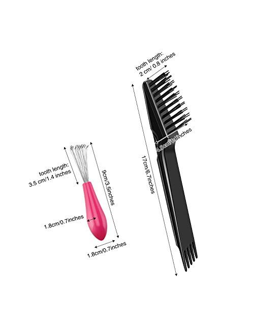 4 Pieces Comb Cleaner Brush Mini Hair Brush Comb Cleaning Brush Hair Brush Cleaning Cleaner Tool Remove Comb Embedded Tool for Removing Hair Dust Home Salon Use (Pink Pla