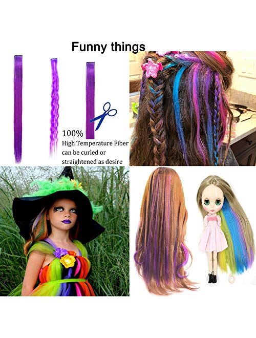 48 Inches Hair Tinsel 16 Colors 4800 Strands Sparkling Shiny Hair Extensions Multi Colors Party Highlights Glitter Hair Streak Bling Fairy Hair Tinsel Synthetic Hair