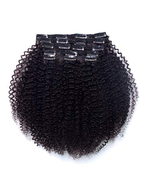 Vanalia 9A Remy Kinkys Curly Hair 3C 4A Clip in Hair Extensions Double Wefted Natural Black 100% Remy Human Hair 120 Gram 7 Pieces 18 Clips for African American Black Wom
