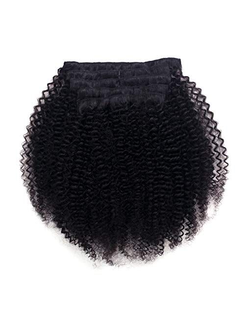 Vanalia 9A Remy Kinkys Curly Hair 3C 4A Clip in Hair Extensions Double Wefted Natural Black 100% Remy Human Hair 120 Gram 7 Pieces 18 Clips for African American Black Wom