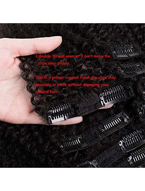 Saga Queen Brazilian Afro Kinky Curly Clip In Hair Extensions 9pcs 20clips 120g/pck Brazilian Virgin Remy Human Hair Afro Clip Ins Natural Black Color