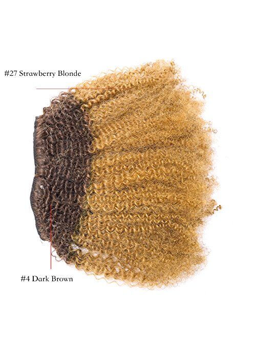 Ombre Remy Clip in Human Hair Extensions Afro Kinky Curly 4B 4C 100% Natural Black Hair Extensions 10-22 inch Two Tone T#1B/99J Burgandy Wine Red Full Head