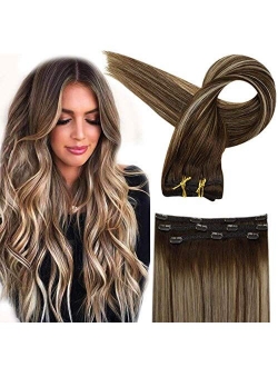 Full Shine Balayage Clip In Hair Extensions Remy Human Hair Clip On Hair Double Wefted Brazilian Remy Hair Extensions 12-24 Inch Hair Clip Ins