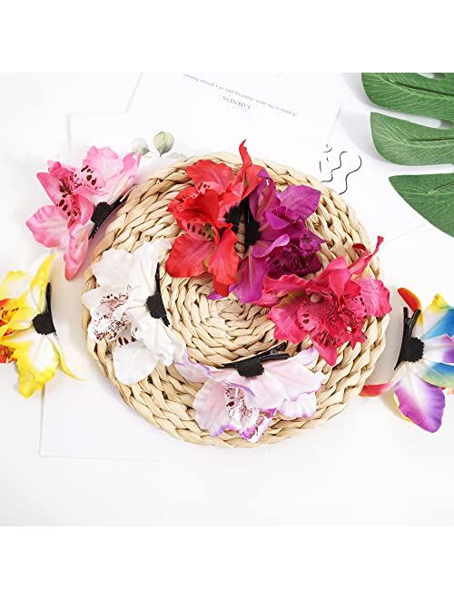 Cellot 10 Pieces Women Chiffon Flowers Hair Clips Butterfly Orchid Alligator Clips for Bridal Wedding Accessory Beach Party Wedding Event Decor