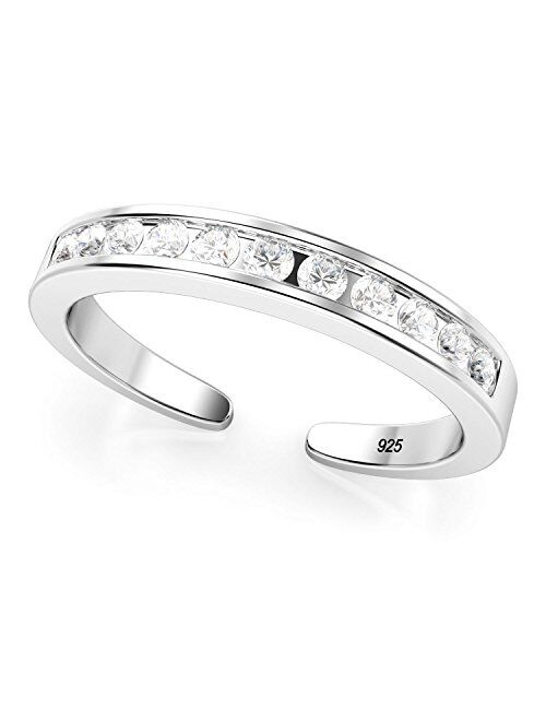 Metal Factory Sterling Silver Cubic Zirconia Adjustable Toe Band Ring