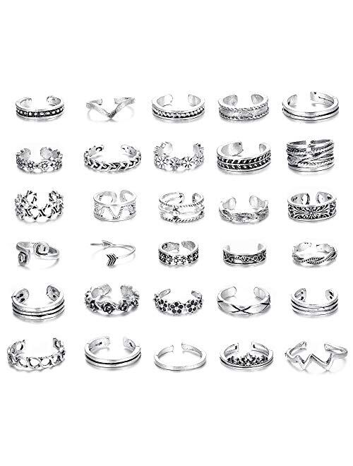 Finrezio 55PCS Bohemian Stackable Knuckle Rings Set for Women Joint Finger Ring Hollow Carved Vintage Knuckle Rings Set for Women 
