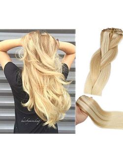 Vario Clip In Hair Extensions Human Hair New Version Thickened Double Weft 120g 7pcs Per Set 7A Brazilian Remy Hair Full Head Silky Straight 100% Human Hair Clip In Exten