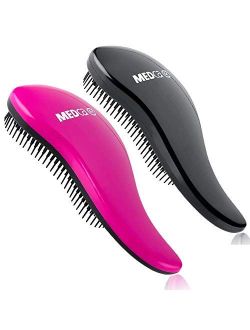 Detangling Brush - Detangler Brushes Set, Pain-Free Hair Brush Straightener That Removes Tangles and Knots Straightening Hair Shiny and Undamaged - (1 Black & 1 Pink Hair