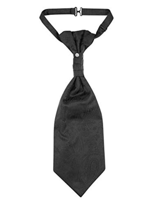 Vesuvio Napoli PreTied ASCOT Solid PAISLEY Color Cravat Men's Neck Tie 21 Colors