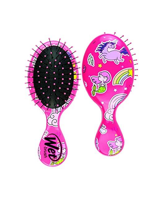 Wet Brush Happy Hair Mini DetanglerDetangling Knots, Snag-Free, Anti-Static Brush, Intelliflex Bristles, No pain, Split-Ends & Hair Breakage, Fantasy Prints