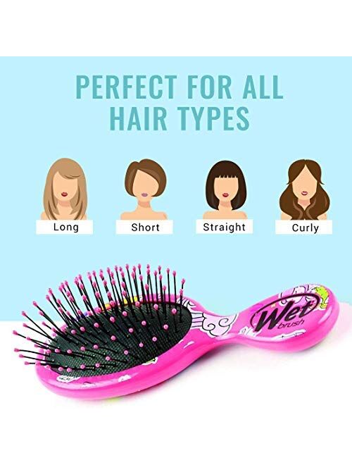 Wet Brush Happy Hair Mini DetanglerDetangling Knots, Snag-Free, Anti-Static Brush, Intelliflex Bristles, No pain, Split-Ends & Hair Breakage, Fantasy Prints
