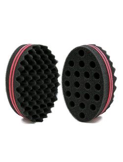 BEWAVE Big Holes Barber Hair Brush Sponge Dreads Locking Twist Afro Curl Coil Wave Hair Care Tool (2 Count)