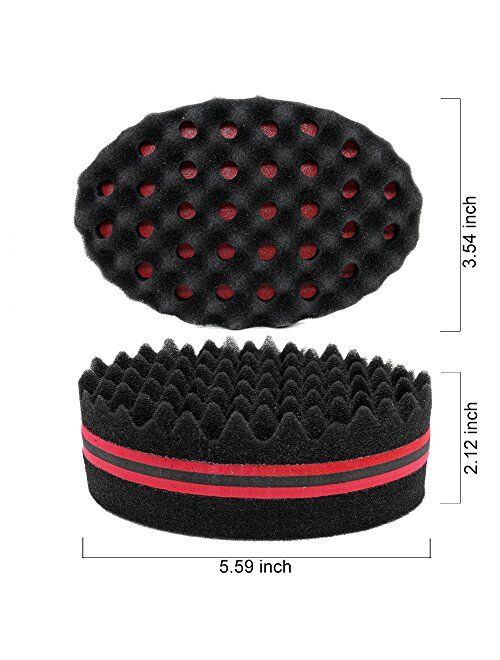 BEWAVE Big Holes Barber Hair Brush Sponge Dreads Locking Twist Afro Curl Coil Wave Hair Care Tool (2 Count)